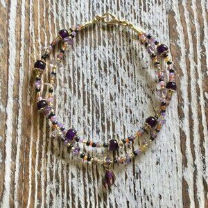 Iris Amethyst Double Strand Anklet,  Ankle Bracelet